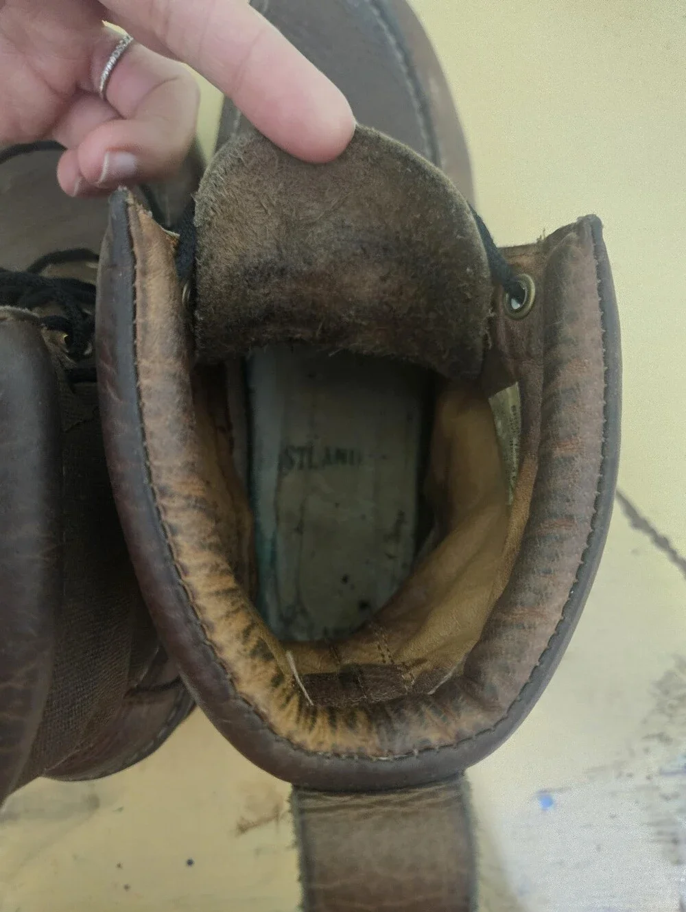 Eastland Sherman Brown Leather & Canvas Lace-Up Moccasin Wedge Boots